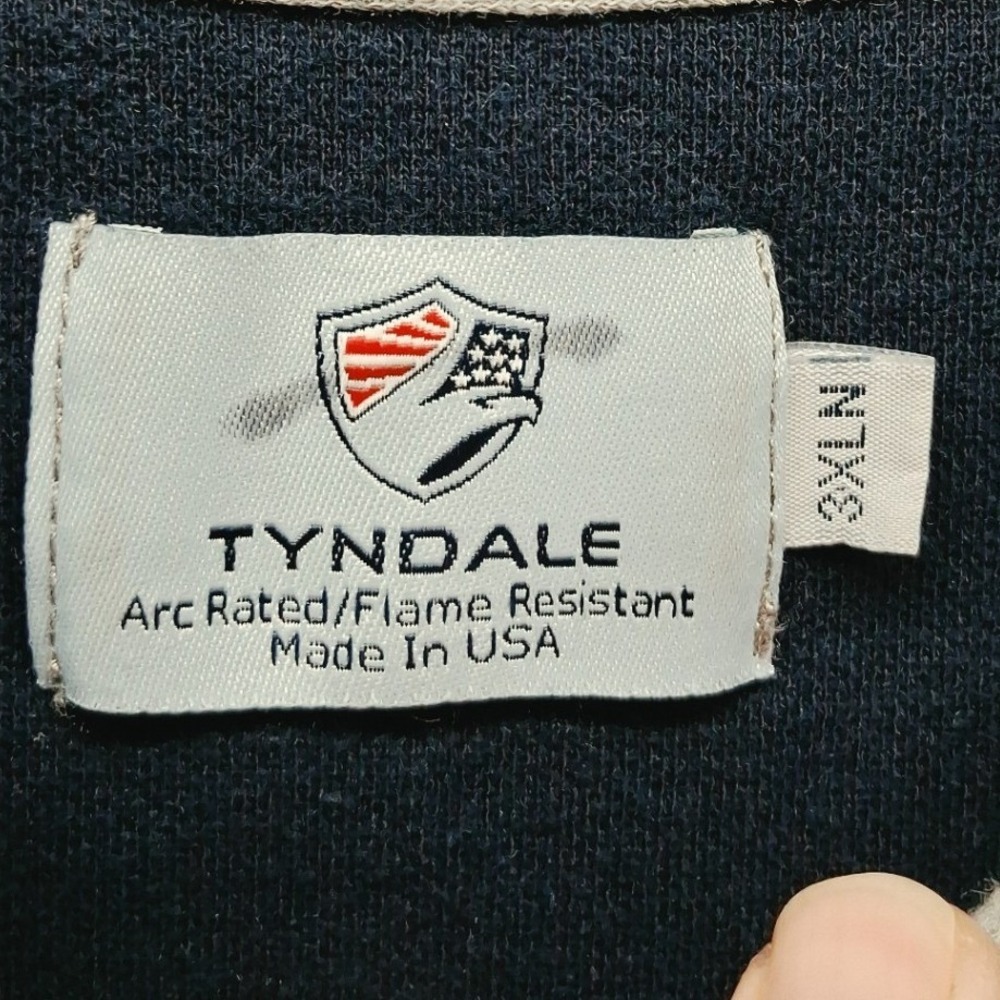 Tyndale FRMC Mens 3XL Navy Blue Flame Resistant Long Sleeve Henley Work Shirt